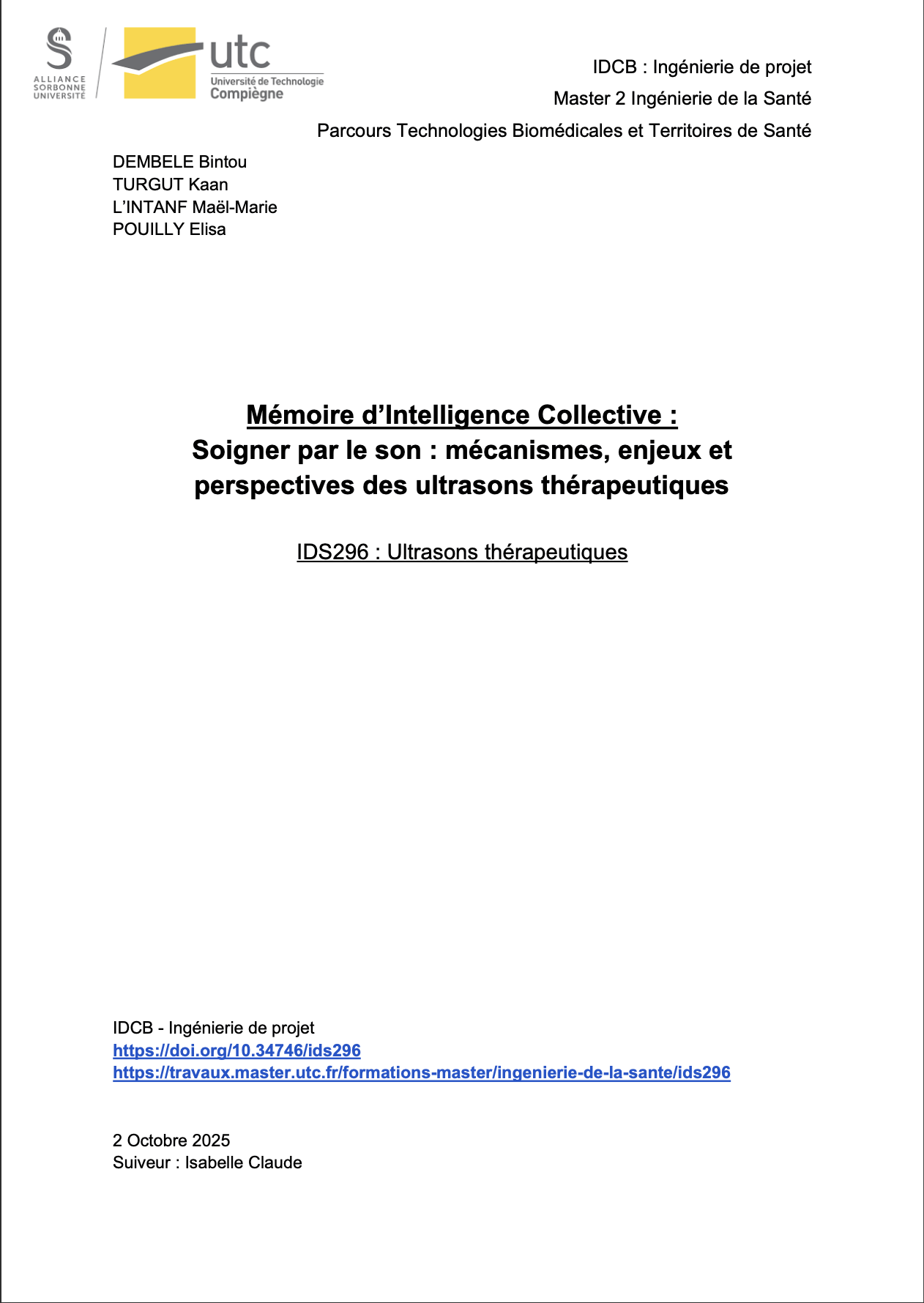 IDS 296 - MIM&nbsp;: Les ultrasons thérapeutiques
