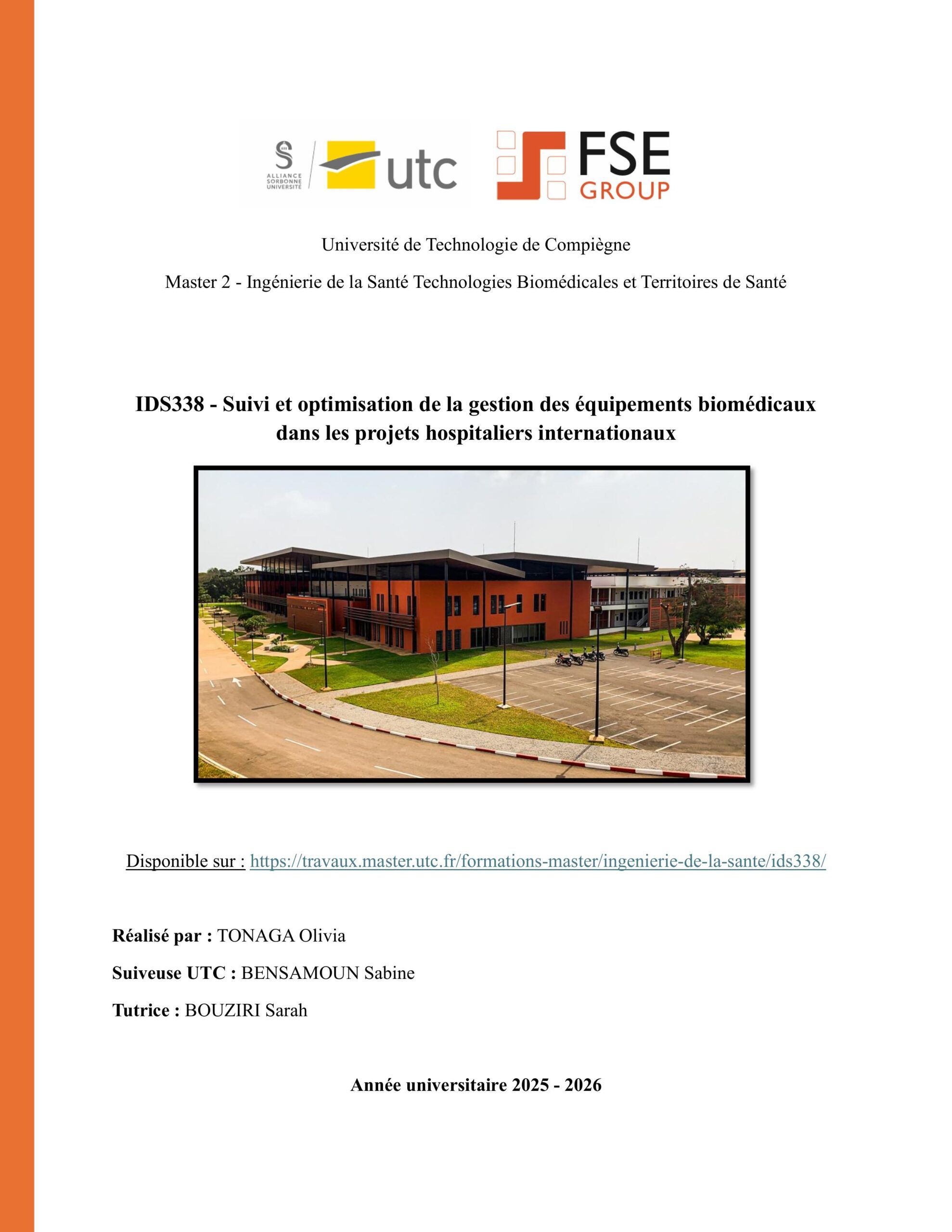 IDS338 - Suivi et optimisation de la gestion des équipements biomédicaux dans les projets hospitaliers internationaux