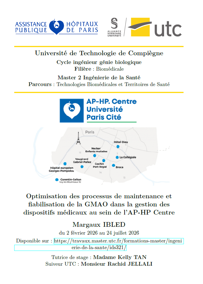 IDS321 - Optimisation de la maintenance des dispositifs médicaux et fiabilisation de la GMAO à l’AP-HP Centre